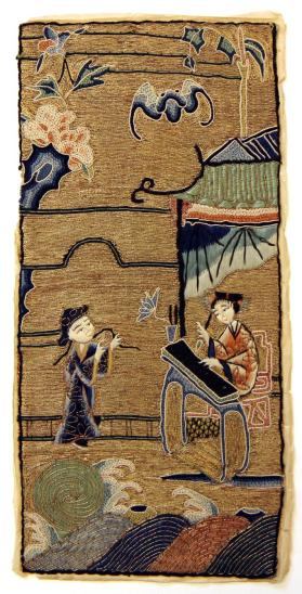 Embroidered scene