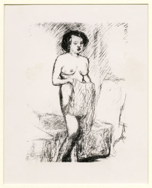 Girl Standing by a Bed