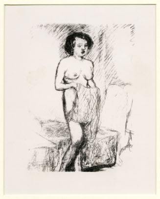 Girl Standing by a Bed