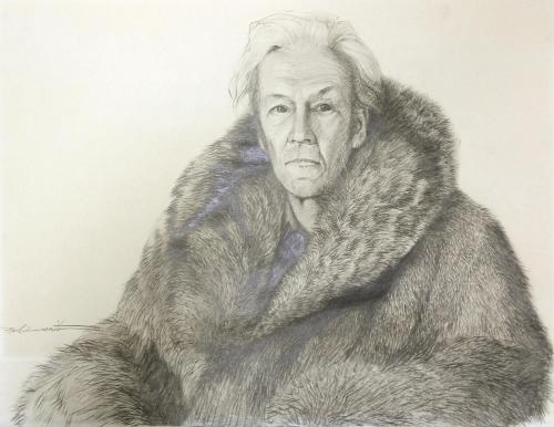 Man in coonskin coat; Frank Lieberman