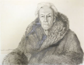 Man in coonskin coat; Frank Lieberman
