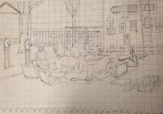 Preparatory Drawing for for Painting Lesson on the Lawn