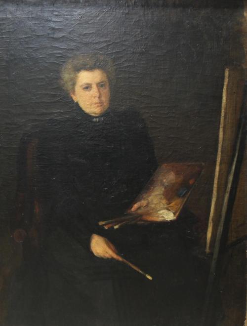 Woman artist at her easel