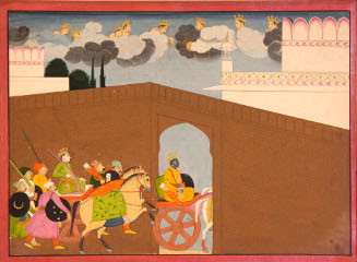Krishna and Balarama Ride Out from Mathura to Assail Jarasandha