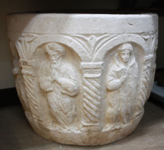 Medieval stone urn