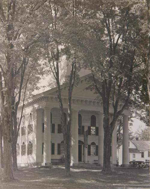 Court House, 1825, Windham Co. New fane, Greek Doric Columns Cornice, embellished in 1860