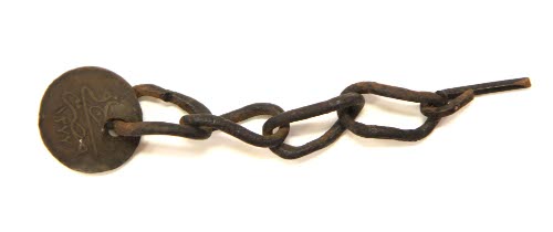 Copper coins on chains
